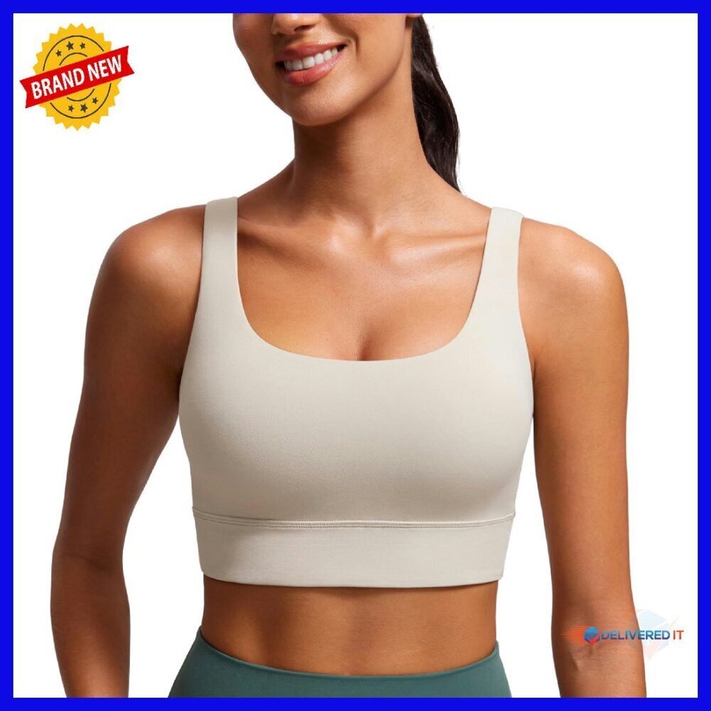 U Back Longline Sports Bra - Scoop Neck Padded Yoga Crop Top